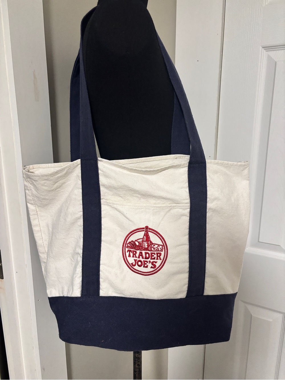 Trader Joe’s Navy & Cream Canvas Tote Bag